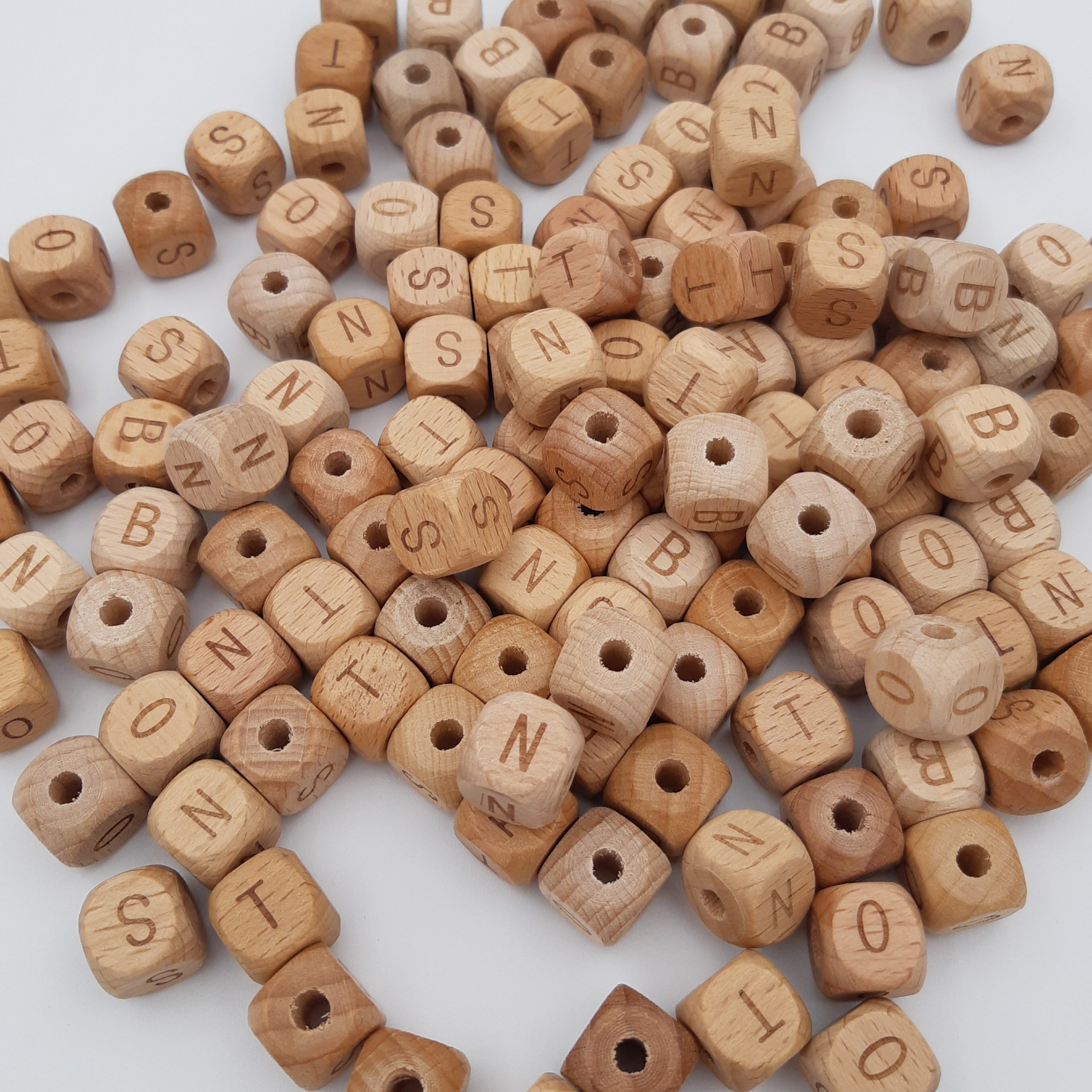 Cube Wood Alphabet Beads
